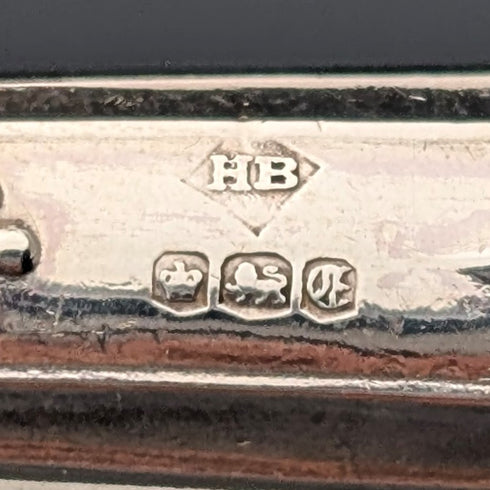 1973 British Vintage Sterling Silver Handle Dessert Fork x6 Harrison Brothers Case Included